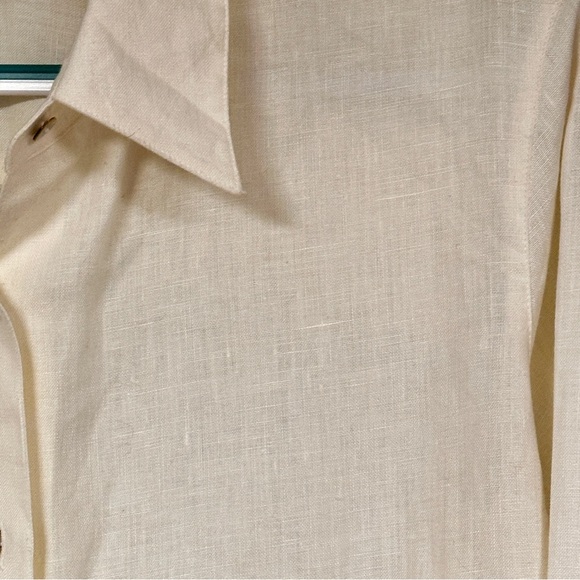Liz Claiborne Collection Cream Button Down‎ Linen Shirt, Extra Long,  16 - Picture 6 of 10